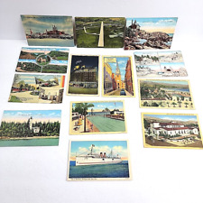 12 Vintage Linen Postcard Lot Michigan Minnesota California Boston MD VA Ferry picture