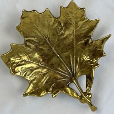 Vintage 1950 Virginia Metalcrafters Sugar Maple Leaf Dish ~Heavy Brass picture