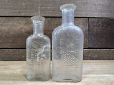 Lot Of 2 Vintage Small Clear Glass Apothecary Medicine Bottles Pittsburgh, PA picture