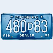 2002 United States Michigan Base Dealer License Plate 480D83 picture
