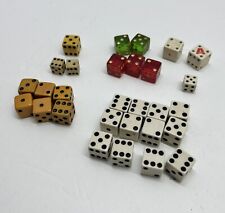 LOT OF 29 ASSORTED VINTAGE DICE WHITE RED GREEN YELLOW SMALL & REGULAR SIZE picture
