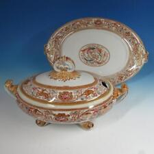 H&C Borgia Staffordshire - Brown Transferware - Soup Tureen with Undertray picture