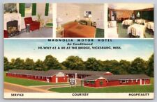 eStampsNet - Magnolia Motor Hotel Vicksburg MS Mississippi Linen Postcard picture