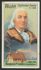 1927 RICH'S COFFEE BENJAMIN FRANKLIN INVENTOR FOUNDING FATHER OPFINDER CARD #14 picture