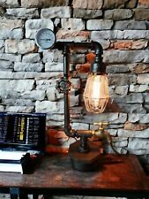 Rustic Industrial Pipe Lamp Table lamp on metal bushing picture