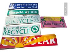 Environmental Bumper Sticker lot of 6 think globally act locally, recycle, Solar picture
