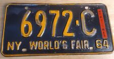 VINTAGE  1964/65 NEW YORK WORLD'S FAIR LICENSE PLATE 6972-C  picture
