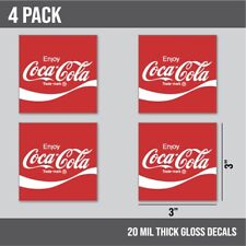 Coca-Cola Decal 1970’s Vintage Square Style 4 pack picture