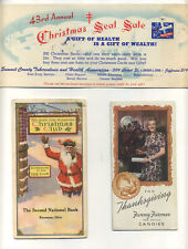 Lot 3 Vtg 1940's Advertising Ink Blotters Christmas Seals Ravenna Bank Fanny Far picture