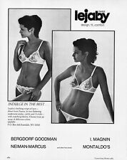 1983 LEJABY PARIS LINGERIE Lace Bra Panty Sexy Photo ~ VINTAGE PRINT AD picture