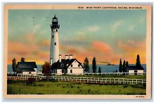 c1940's Wind Point Lighthouse Tower Racine Wisconsin WI Vintage Posted Postcard picture