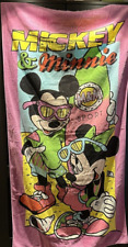 VTG JO FRANCO Walt Disney MICKEY & MINNIE  Beach Towel Cotton VGUC 50X30 picture