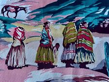 Aztec Mayan 1940s Kandell Navajo American Southwest Barkcloth Vintage Fabric picture