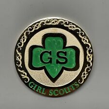 Girl Scouts Respect Myself And Others Collectible Coin Gold Green Enamel Rare picture