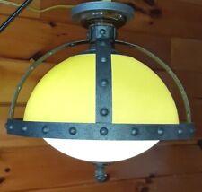 Vintage Gothic Medieval Mission Tudor Arts & Crafts Green Ceiling Light Fixture picture