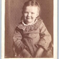 c1870s Cute Smiling LIttle Girl CdV Photo Card Power Antique Adorable Rare H17 picture