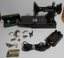 Vintage Singer 221-1 Featherweight Sewing Machine With Case & Accessories picture