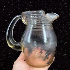 Studio Art Glass Pitcher Carafe Hand Blown Light Pink Marked Signed 1984 Vintage picture
