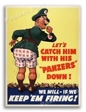 1943 Catch Him With His Panzers Down Vintage Style WW2 Poster - 24x32 picture