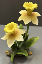 Andrea By Sadek Yellow Daffodil's Flowers Floral Porcelain Figurine Foliage VTG picture