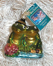 2006 - FROGGY LOVE FROGS - OLD WORLD CHRISTMAS BLOWN GLASS ORNAMENT - NEW W/TAG picture