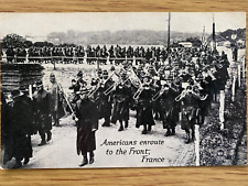 1917 RPPC: WWI AMERICANS ENROUTE TO THE FRONT antique real photo postcard FRANCE picture