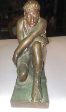 7”1/2. VINTAGE EGYPTIAN  REVIVAL BRONZE  POMPEIAN BRONZE NY  BOOK ENDS STATUE picture