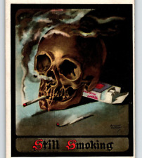 Skull Face Smoking Cigarette Postcard Ullman Fantasy Skeleton Head August Hutaf picture