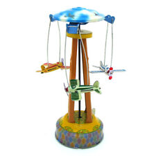 MM262 Aircraft Bi Planes Tin Toy Metal Wind Up Airplane Rotating Carousel picture