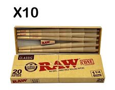 10 X Raw Classic 1-1/4 Size Pre-Rolled Cones 20 Pack.  picture