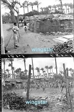 2 Old Photos Poverty Tropical Palm Trees Textiles Clothes Vintage NEGATIVES picture