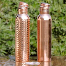 Set of 2 Pure Copper Water Bottles 950 ML Joint-Free Copper picture