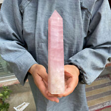 1.5LB+ Natural Pink Rose quartz obelisk crystal wand point healing CARE picture
