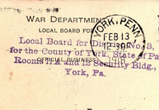 1918 WWI WAR DEPARTMENT LOCAL BOARD CLASSIFICATION SELECTIVE SERV POSTCARD P3189 picture