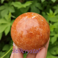 55mm Natural Sunstone Sphere Carved Quartz Crystal Ball Reiki Healing gift 1pc picture