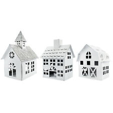 Christmas Village Collection #2 Church, Barn and School Set of 3 for Tea Lights picture
