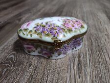 Peint Main Limoges France Floral Porcelain Jewelry Box Detailed Large 6