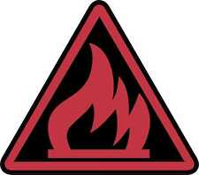 4.5in x 4in Red and Black Open Flame Symbol Vinyl Sticker picture