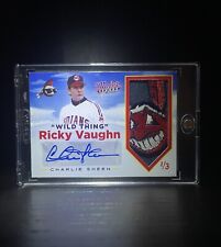 CHARLIE SHEEN Wild Thing Ricky Vaughn Auto Patch 1/3 Major League Indians Wahoo picture