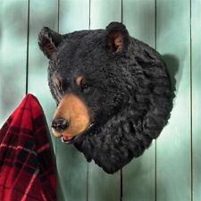 Magestic Forest Giant Black Bear Head Wall Mounted Trophy Den Man Cave Decor picture