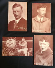 4 Vintage Charles Lindbergh ARCADE Cards 3 Portrait, 1 w/motor picture