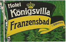 Hotel Konigsvilla, Bohemia, Hotel Baggage Label, Unused, Size: 66 mm x 105 mm. picture