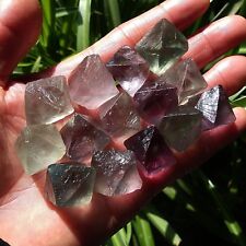 14pcs Natural Purple Fluorite Crystal Octahedrons Rock Specimen China 174g D42 picture