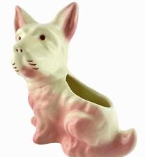 West Highland Terrier Planter  Westie Ceramic Succulent Vase Pink and White picture