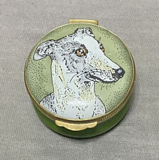 Vintage Crummles Enamel Box Greyhound Motif Trinket Pill Made In England Rare picture