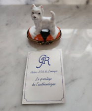 Girard Ribierre GR Limoges Peint Main Porcelain Limoges Westie Dog Trinket Box picture