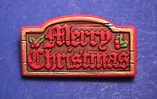 Hallmark PIN Christmas Vintage SIGN MERRY WOOD LOOK Nostalgic Holiday Brooch picture