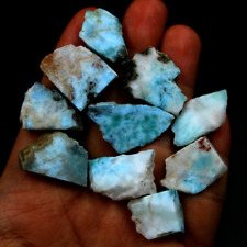 10 Pcs Natural Dominican Larimar Raw Crystal Slice Druzy Mineral Specimen Reiki picture