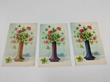 Shammrocks Four Leaf Clover Bouquet In Vase Postcard Lot of 3 picture