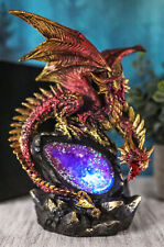 Red Meteor Volcano Hydra Dragon On Faux Quartz Geode Rock Cavern LED FIgurine picture